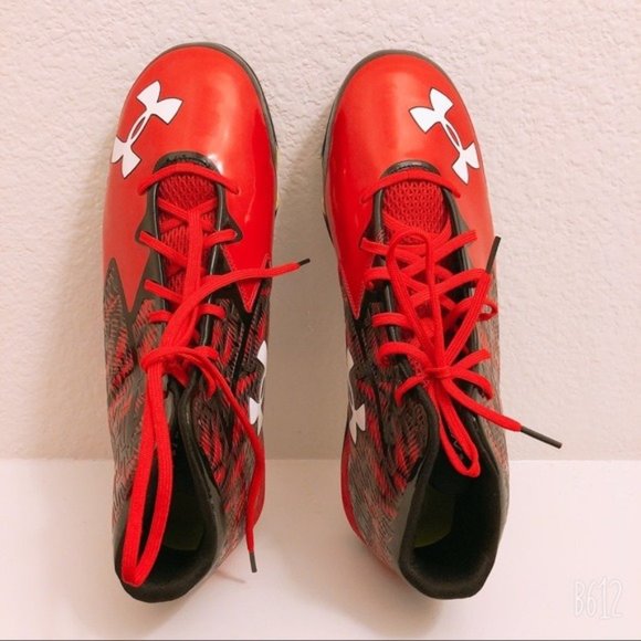 Under Armour Cleats Clutch Fit Spine Red White Men's Size 16 New - Picture 4 of 8